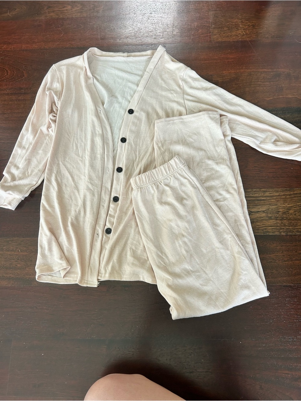Cozy Light Beige Button-Front Loungewear Set